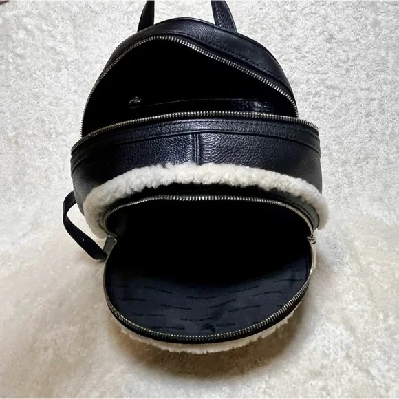 New! Michael Kors Rhea medium suede Black and Cream Women's Backpack - Picture 7 of 8